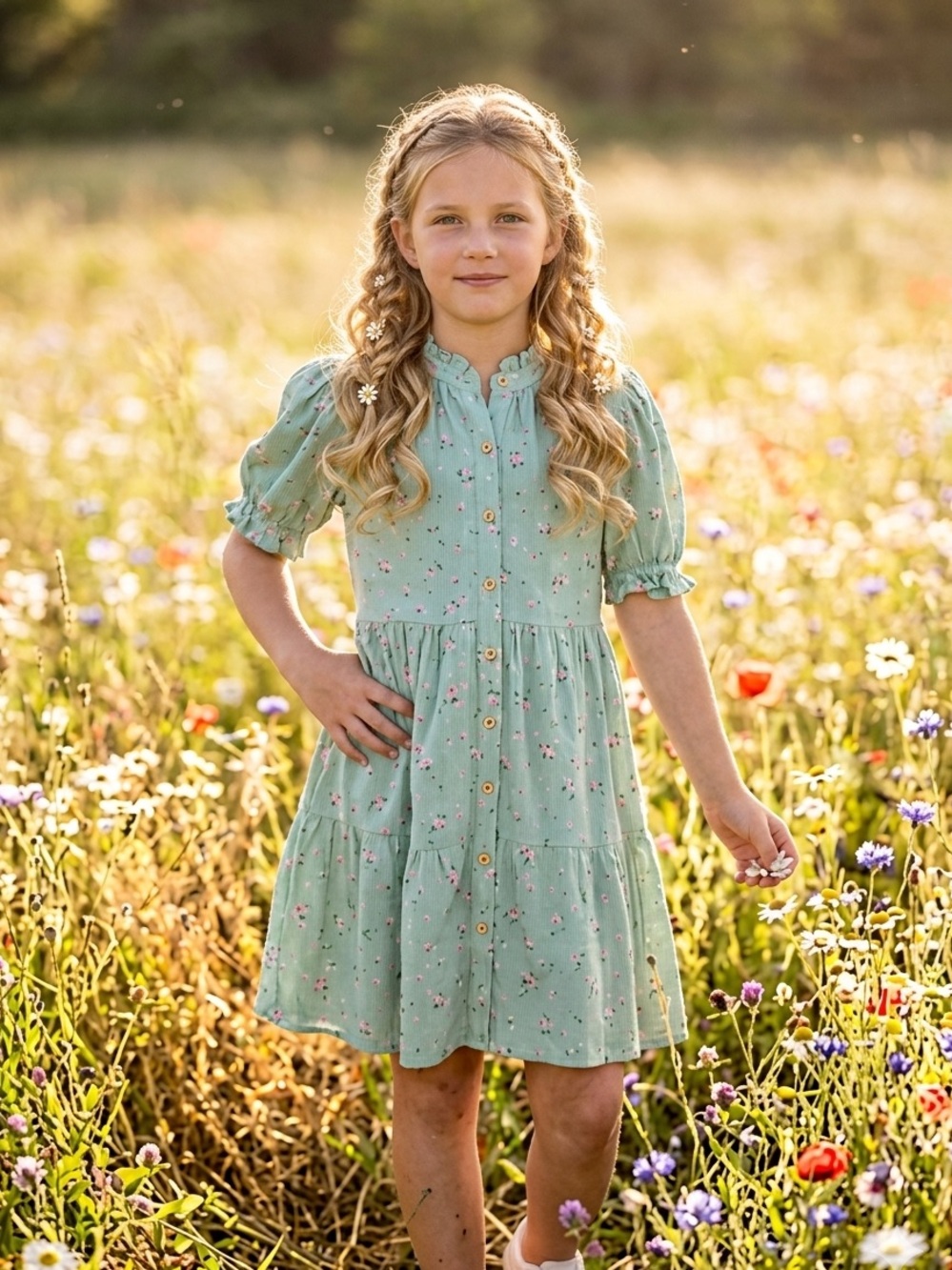 NWT Cat & Jack sage green floral dress sz 10/12 Back to School dress cottagecore
